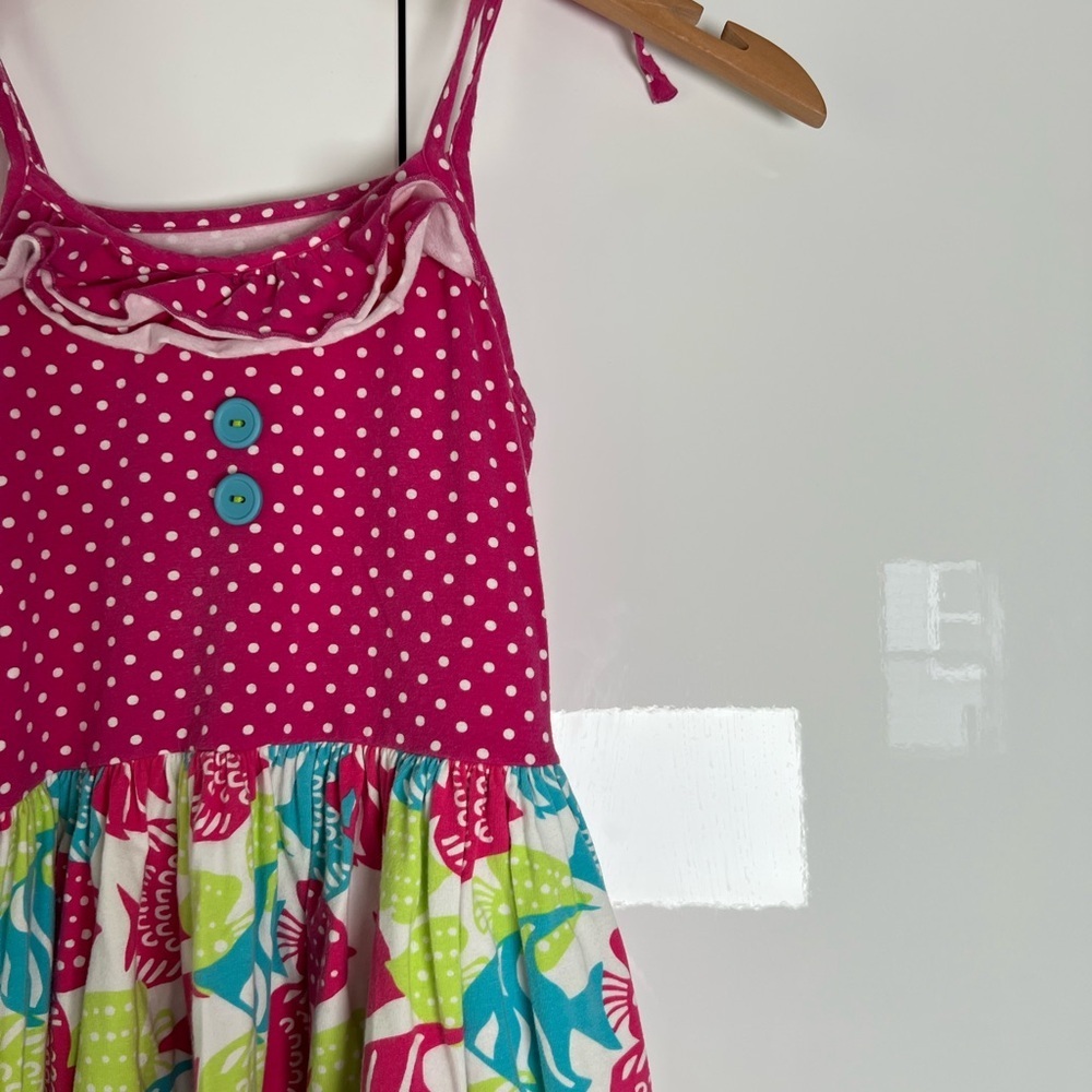 Eleanor Rose Fish Print Dress Multicolor Aquatic Sundress Summer 8-10 Girls